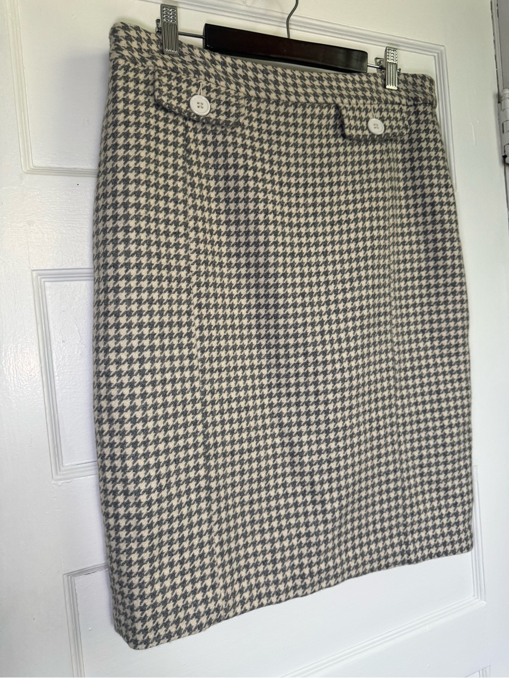 Joe Fresh Tweed Houndstooth Wool-Blend Pencil Skirt Dark Academia Minimalist 8 - Picture 2 of 10